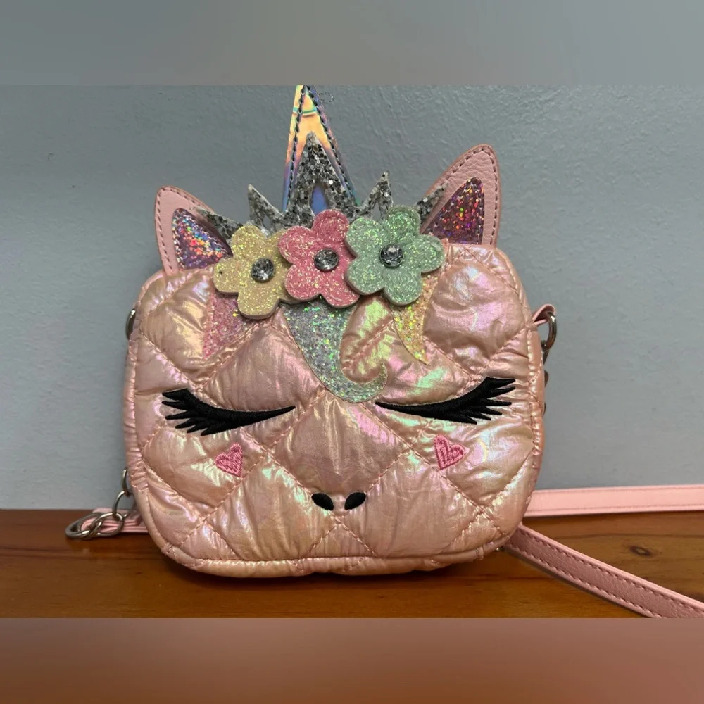 MISS GWENS OMG ACCESSORIES Small Pink Iridescent Unicorn Crossbody Purse Used